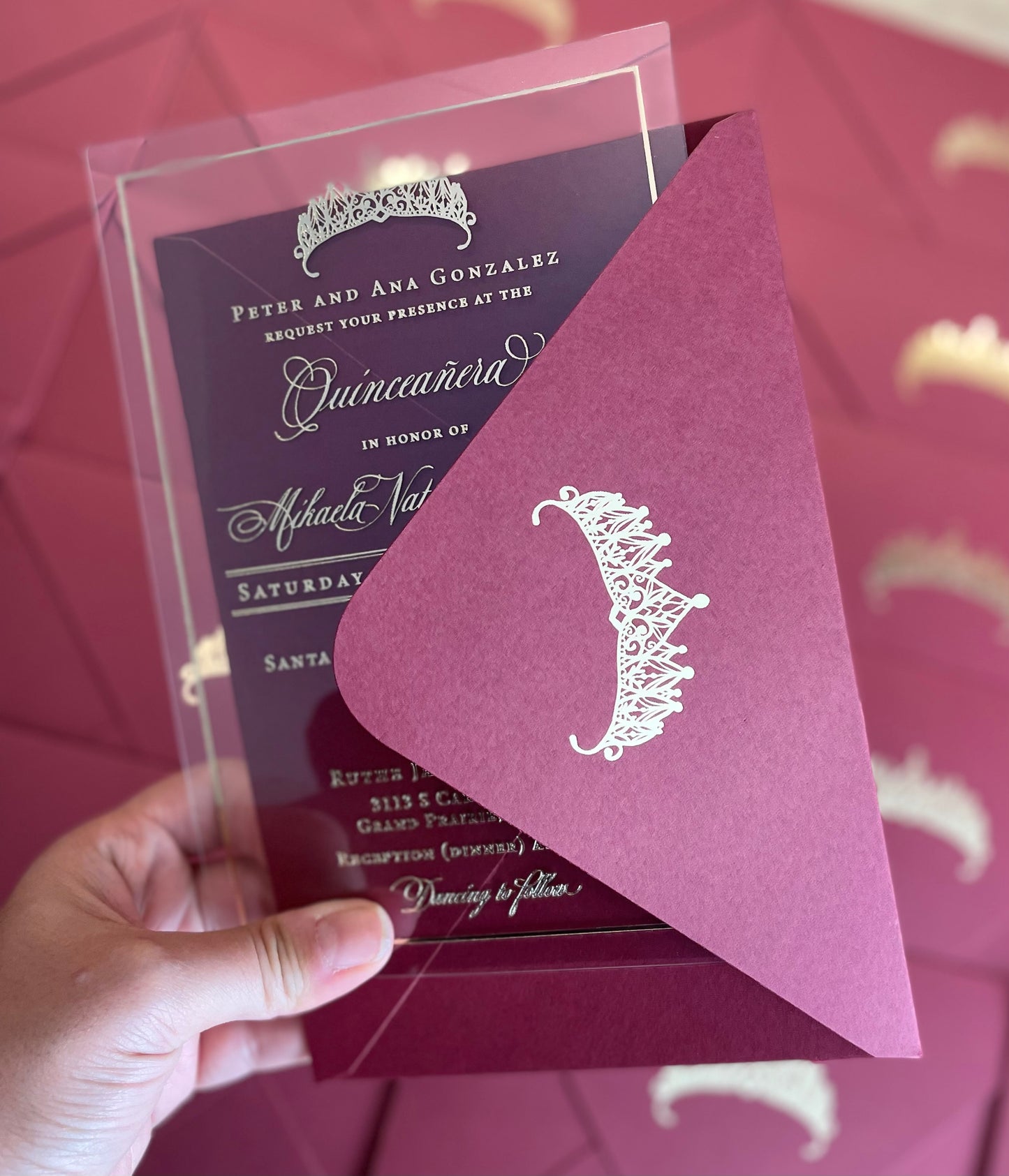 Quinceanera invitation gold foil