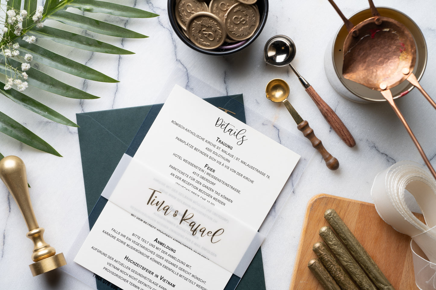 Clear invitation gold foil printed